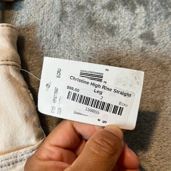 Kut From The Kloth Christine High Rise Straight Leg Size 2 Ecru Cream White‎ New - Picture 6 of 7